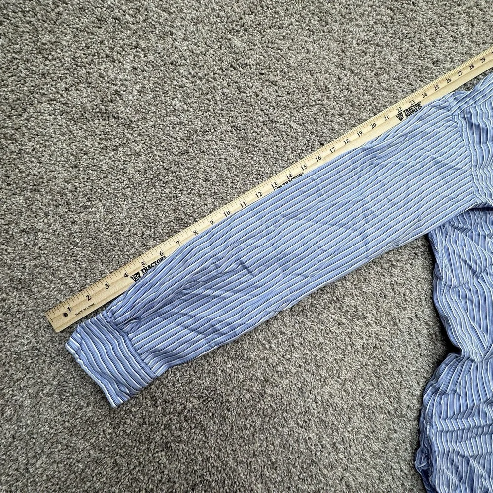 Polo Ralph Lauren Long Sleeve Button Blue White‎ Striped Shirt Pony 16
